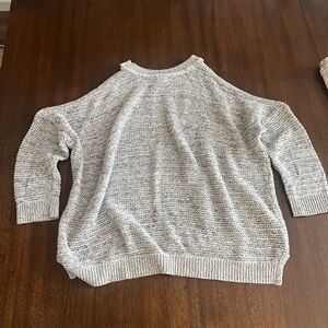 Express Off-the-Shoulder Heather Gray Knit Sweater